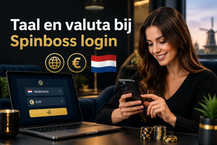 Taal en valuta bij Spinboss login